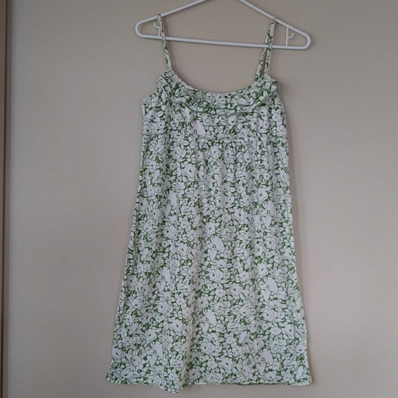 Ann Taylor Loft Floral Tiered Ruffle Empire Waist Sundress S Green White Pattern - Picture 8 of 16